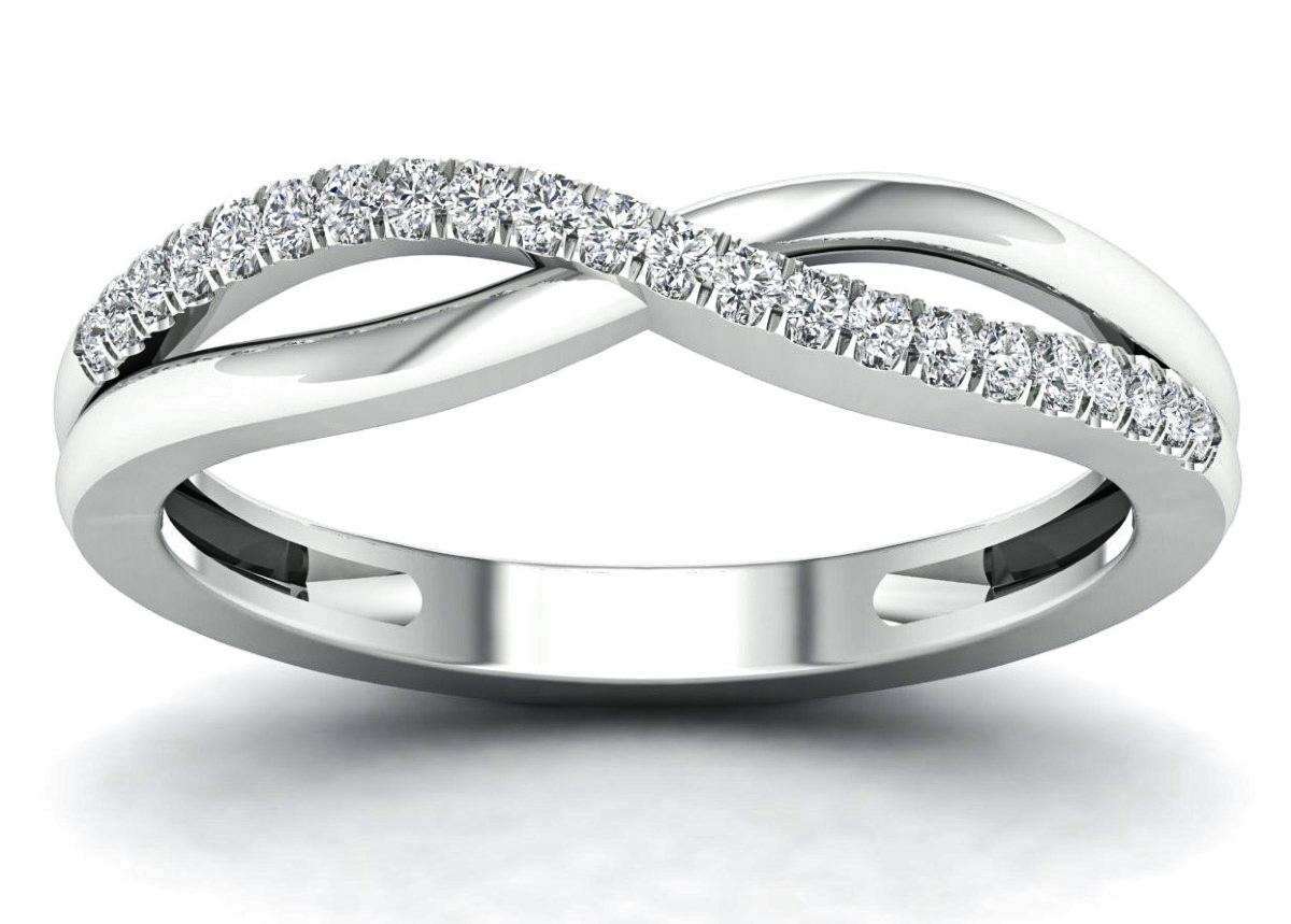 Lykka Elegance crossover vitguld diamantring 0,1 ct