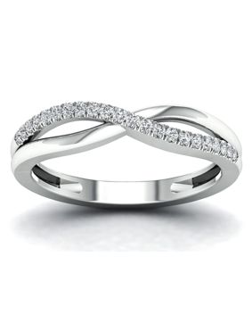 Lykka Elegance crossover vitguld diamantring 0,1 ct