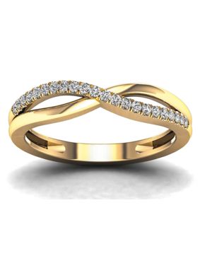 Lykka Elegance crossover gulguld diamantring 0,1 ct