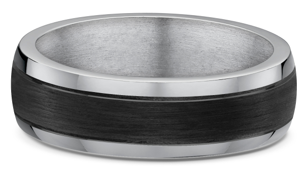 Lykka Strong två-färgad titanring svart silver halvrund 7 mm 