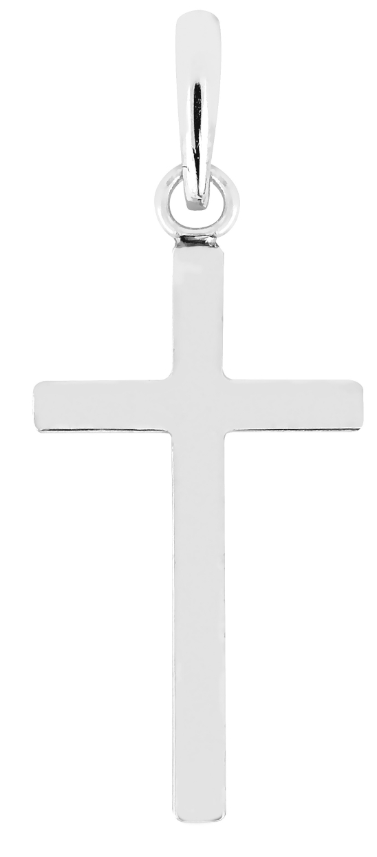 Lykka Crosses tunna blankpolerat kors i vitguld