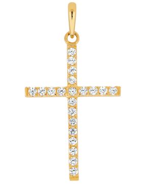 Lykka Crosses tunna kors hänge i guld med zirkonia stenar 14,73 x 22,64 mm