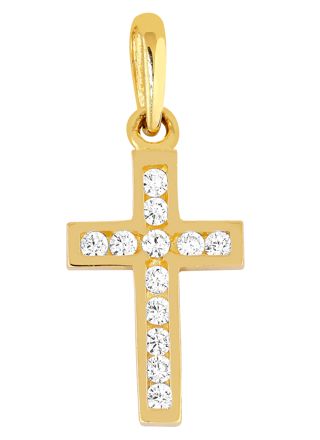 Lykka Crosses korshänge i guld med kanalinfattad kubiska zirkonia