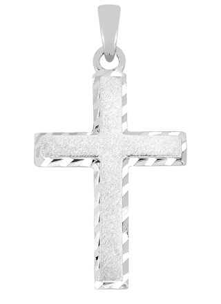 Lykka Crosses borstat kors i vitguld