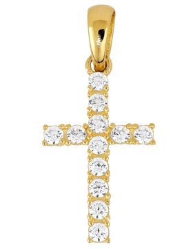 Lykka Crosses kors hänge i guld med zirkonia stenar 8,49 x 15,35 mm