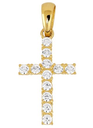 Lykka Crosses kors hänge i guld med zirkonia stenar 8,49 x 15,35 mm