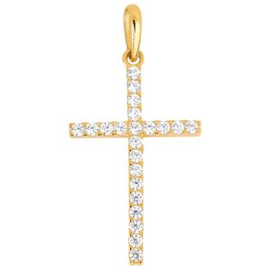 Lykka Crosses tunna kors hänge i guld med zirkonia stenar 12,30 x 20,88 mm main product photo