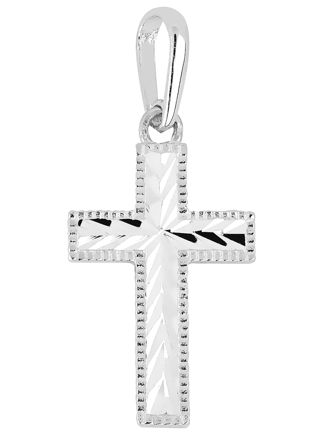 Lykka Crosses kantat diamantslipat korshänge i vitguld 15,42 mm