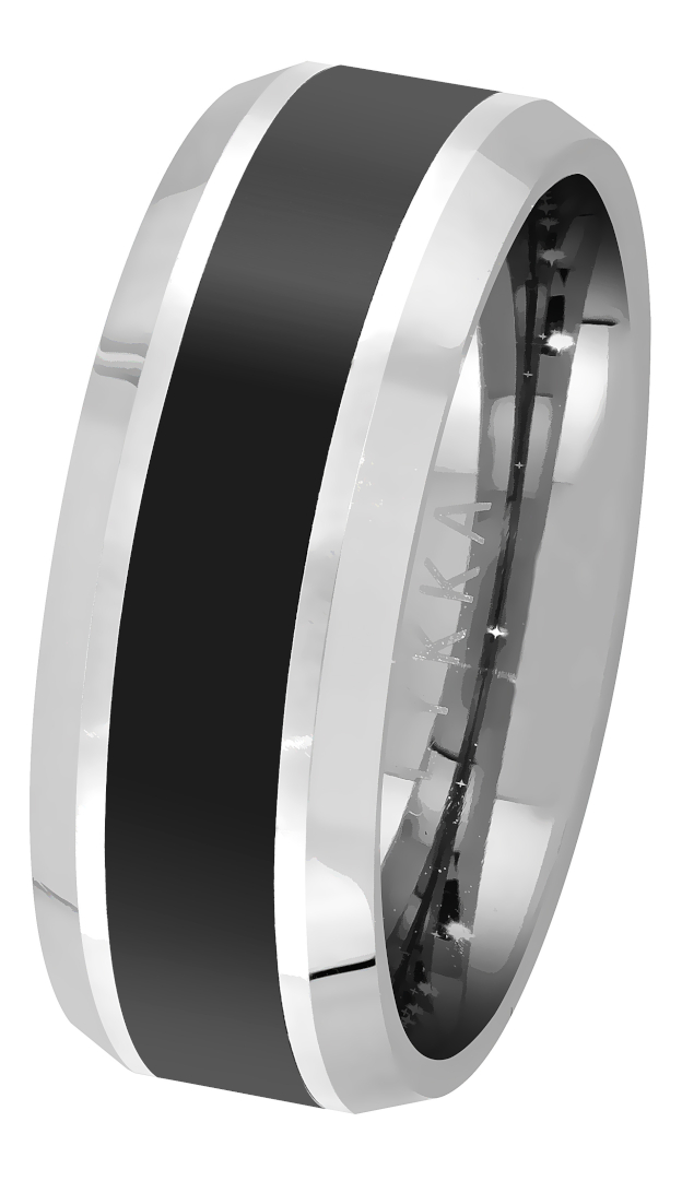 Lykka Strong svart-silver tungsten ring rak 6 mm