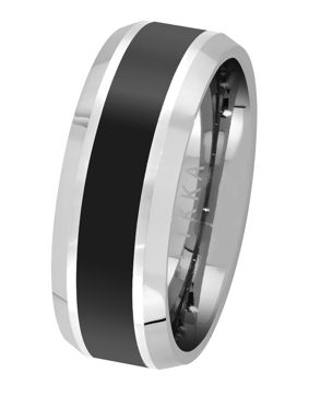 Lykka Strong svart-silver tungsten ring rak 6 mm