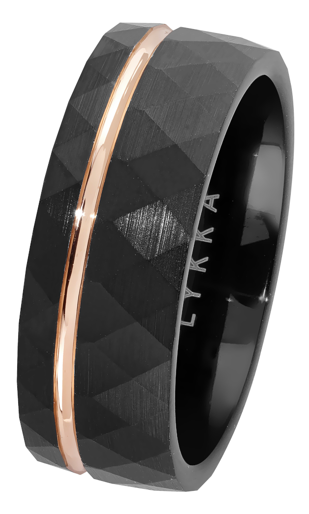 Lykka Strong tvåfärgad svart tungsten ring 8 mm