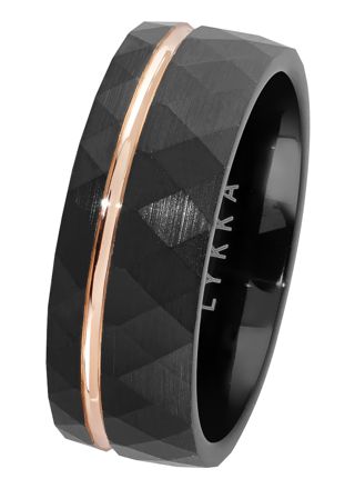 Lykka Strong tvåfärgad svart tungsten ring 8 mm