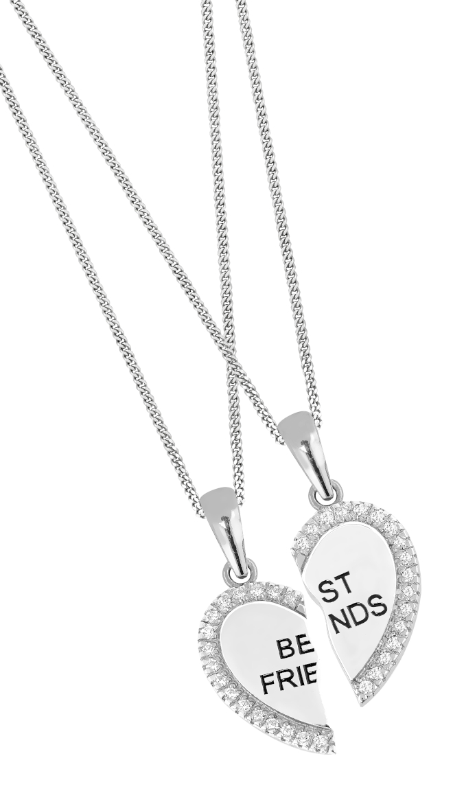 Lykka Hearts Best Friends delat hjärthalsband med kubiska zirkoner