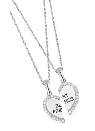 Lykka Hearts Best Friends delat hjärthalsband med kubiska zirkoner