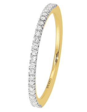 Lykken Elegance halvallians diamantring i gulguld 0,12 ct
