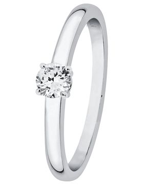 Lykken Elegance enstens diamantring i vitguld 0,16 ct
