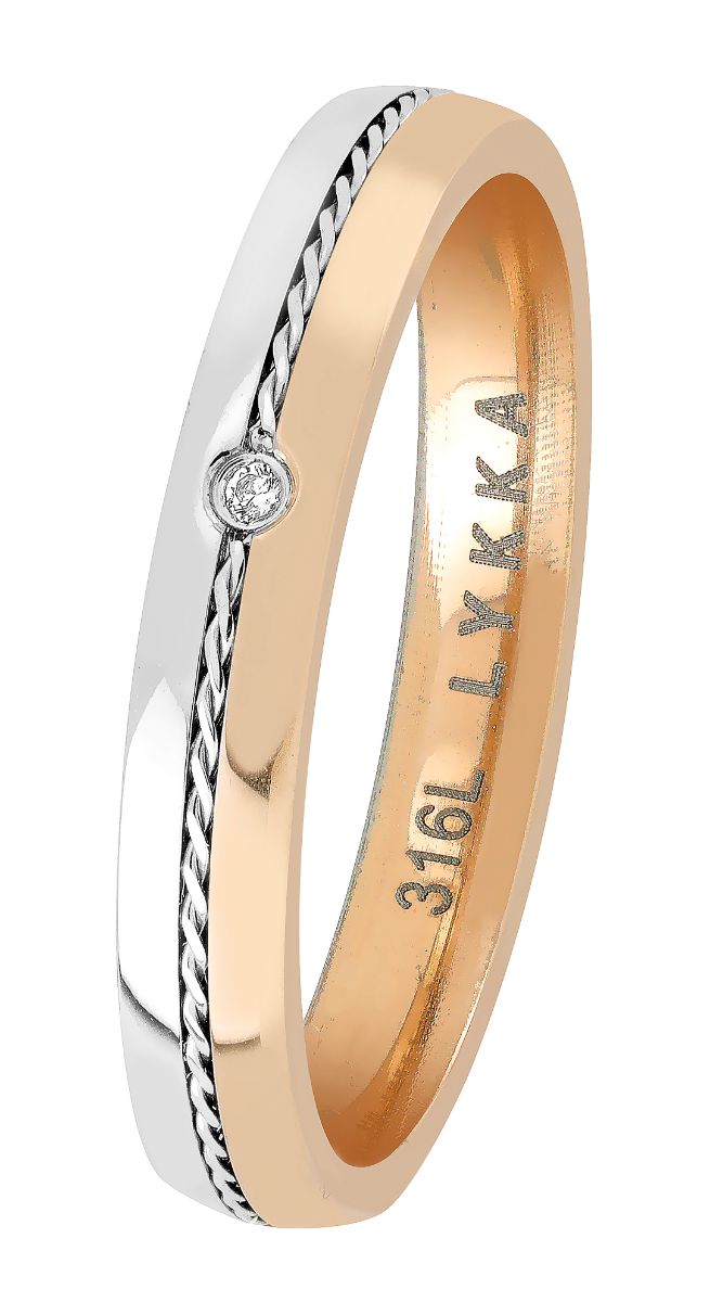 Lykka Strong tvåfärgad stål-roseguld stålring 