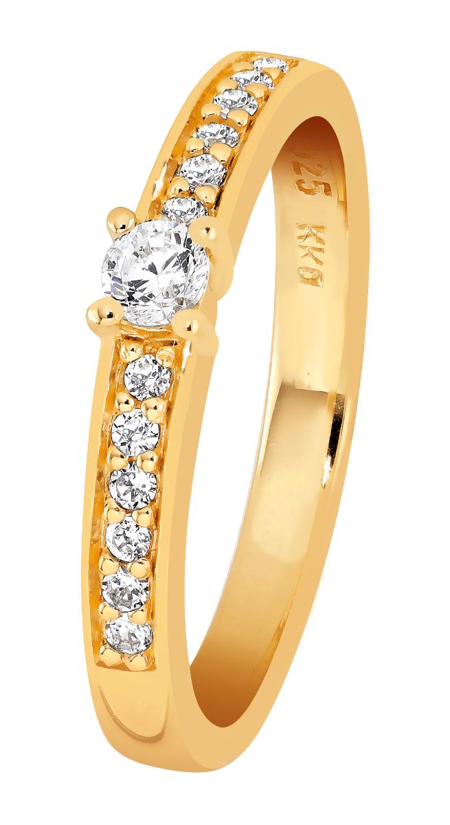 Lykka Casuals sidostens silverring guldpläterad -175