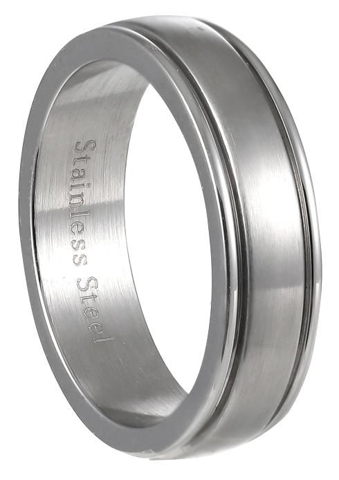 Lykka Strong slät stålring med spår 6 mm 