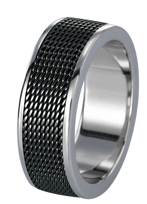 Svart-silver stålring 7,8 mm