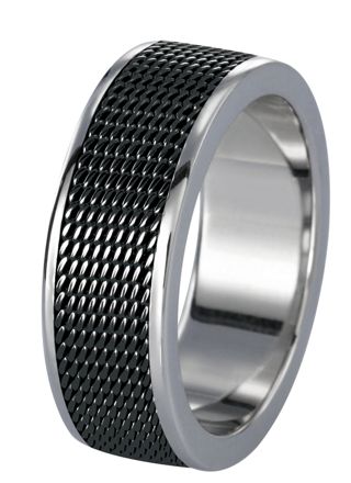 Lykka Strong svart-silver stålring 7,8 mm
