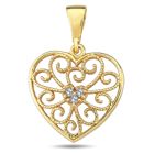 Lykka Casuals filigran hjärt hänge med stenar i gul guld