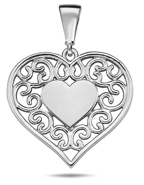 Lykka Casuals filigran hjärthänge i vitguld 