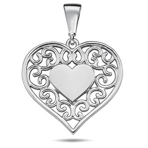 Lykka Casuals filigran hjärthänge i vitguld  main product photo