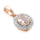 Lykka Elegance oval halo morganit-diamant hänge i rose guld