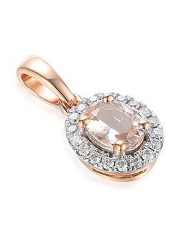 Lykka Elegance oval halo morganit-diamant hänge i rose guld