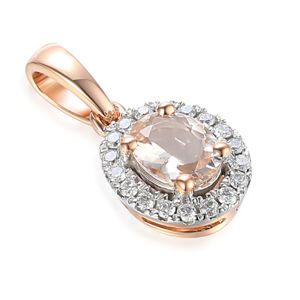 Lykka Elegance oval halo morganit-diamant hänge i rose guld main product photo