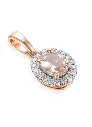 Lykka Elegance oval halo morganit-diamant hänge i rose guld