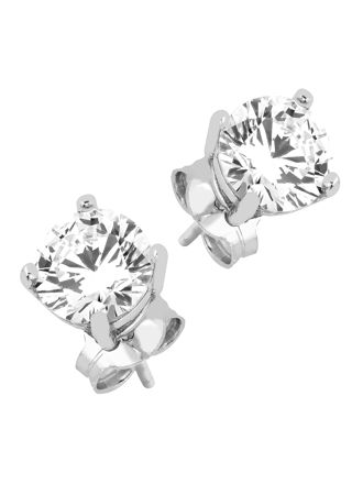 Lykka Casuals solitaire runda zirkon stift örhängen i silver 4 mm