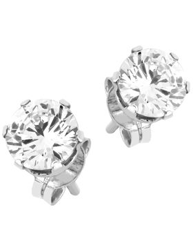 Lykken Casuals enstens runda zirkon stift örhängen i silver 6 mm