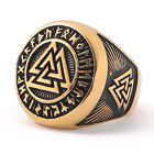 Lykka Viking Valknut guldfärgad stålring 20.0 mm