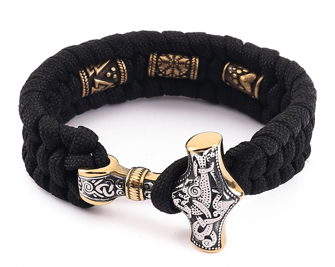 Lykka Viking Mjölnir nylon-stålarmband 23 mm 21 cm  