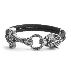 Lykka Viking Mjölnir och Fenrir läderarmband 10 mm   main product photo