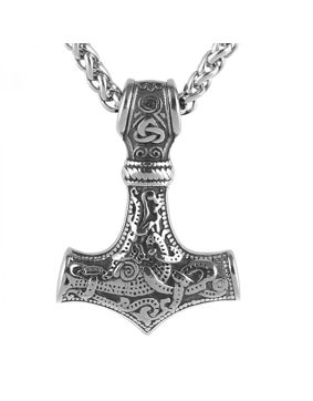 Lykken Viking Mjölnir stålhalsband 60 cm wheatlänk 4.3 x 3.1 cm