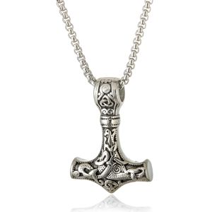 Lykka Viking Mjölnir silver 60 cm halsband 4.3 x 3 cm main product photo