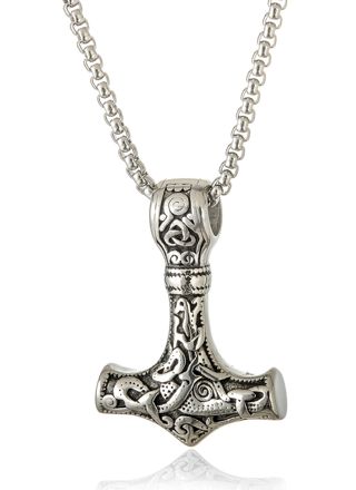 Lykka Viking Mjölnir silver 60 cm halsband 4.3 x 3 cm