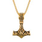 Lykka Viking Mjölnir guld 60 cm halsband 4.3 x 3 cm
