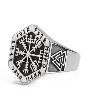 Lykken Viking Vegvisir stålring