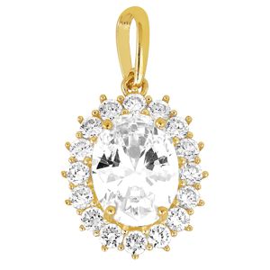 Lykka Casuals ovala halo hänge i gul guld main product photo