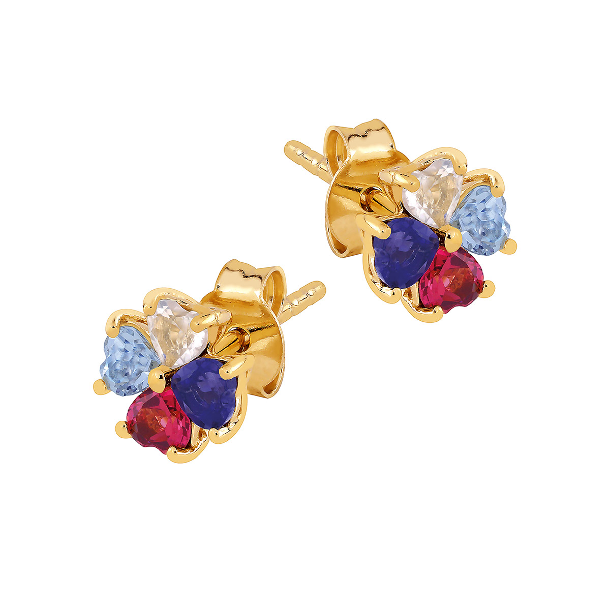 Lykken guldpläterade silverörhängen med flerfärgade stenar 7 mm