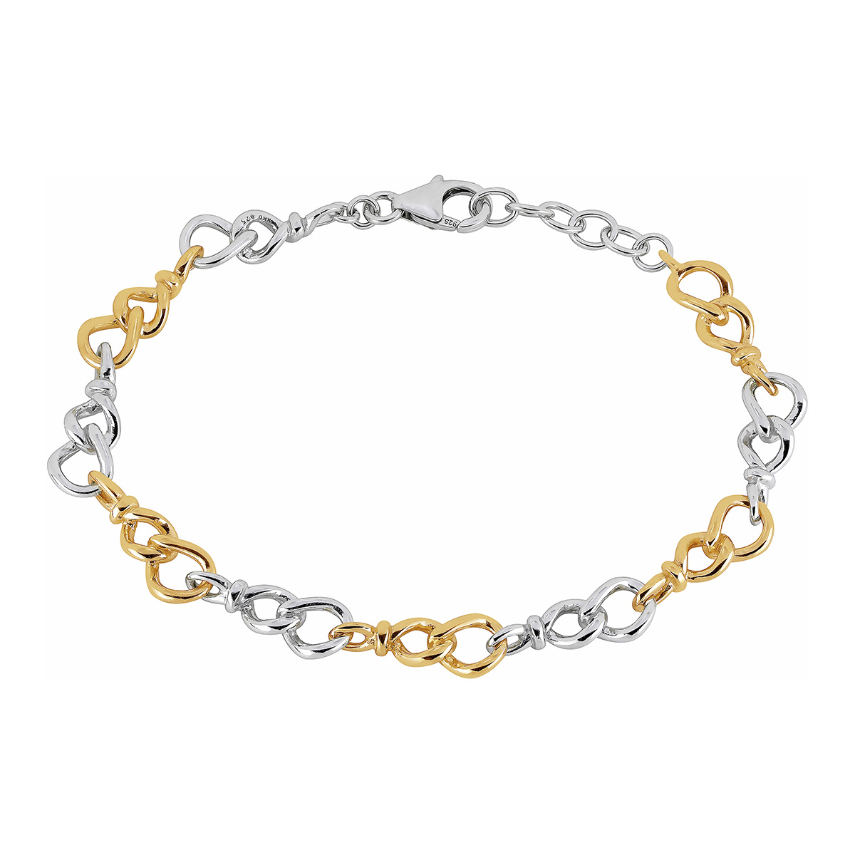 Lykken tvåfärgat silverkedjearmband 18 + 3 cm