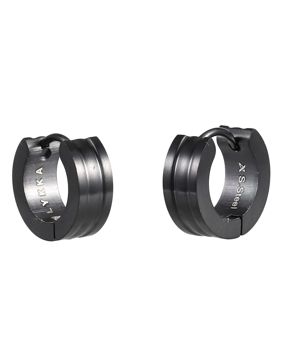 Lykka Strong mattsvarta huggie stålörhängen