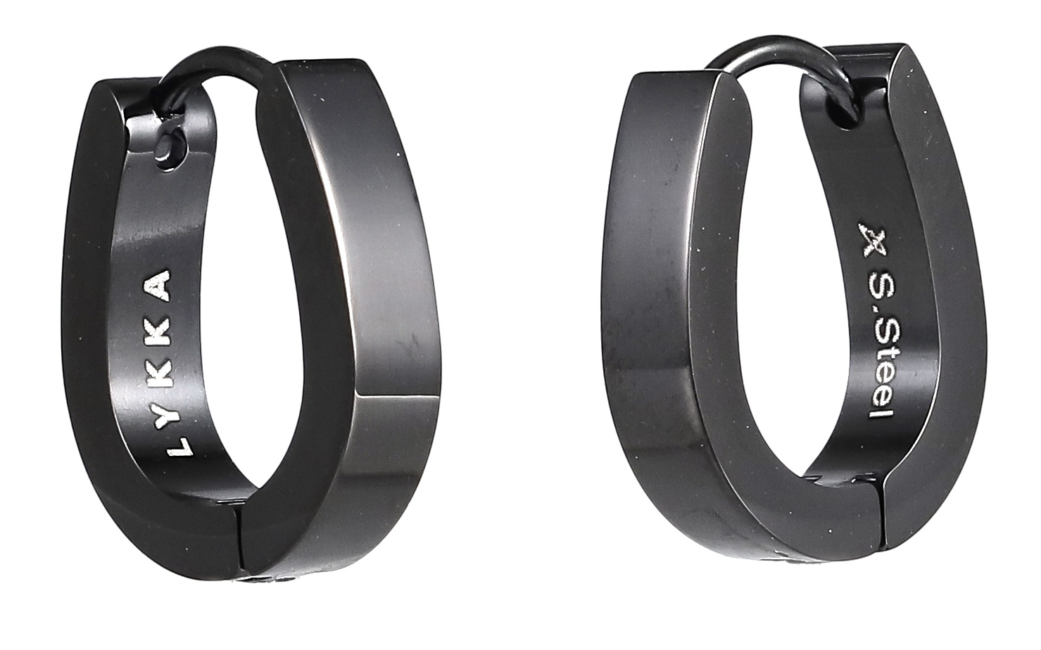 Lykka Strong svarta huggie stålörhängen 