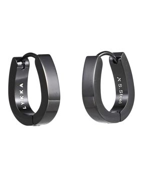 Lykken Strong svarta huggie stålörhängen