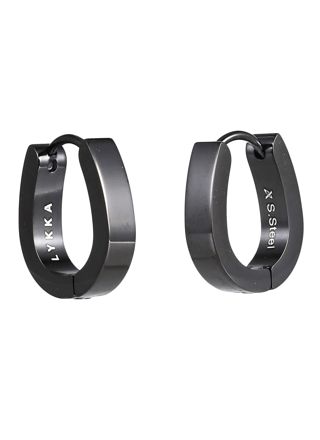 Lykka Strong svarta huggie stålörhängen