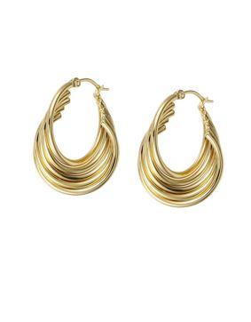 Lykken Trend förgyllda räfflade stålörhängen 10 mm